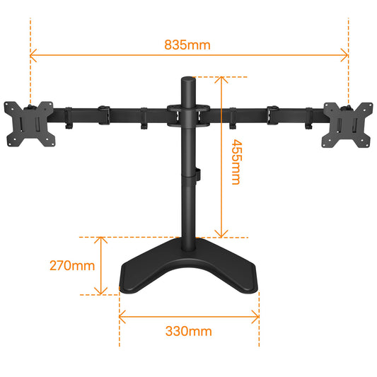 BONTEC Bewegliche Monitor Halterung 2 Monitore 13"-27" LED und LCD Monitor Schreibtisch Monitorständer neigbar 180° schwenkbar 360° höhenverstellbar 10 kg für jeden Monitor