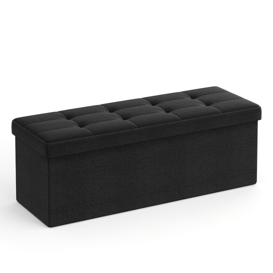 SONGMICS Sitzhocker mit Stauraum, klappbare Sitzbank, 38 x 110 x 38 cm Fußbank, Aufbewahrungsbox, bis 300 kg belastbar, für Wohnzimmer Schlafzimmer Flur, tintenschwarz LSF077B01