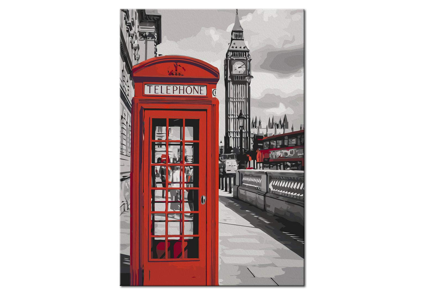 murando - Malen nach Zahlen London Telefonzelle 40x60 cm Malset mit Holzrahmen auf Leinwand für Erwachsene Kinder Gemälde Handgemalt Kit DIY Geschenk Dekoration n-A-0721-d-a