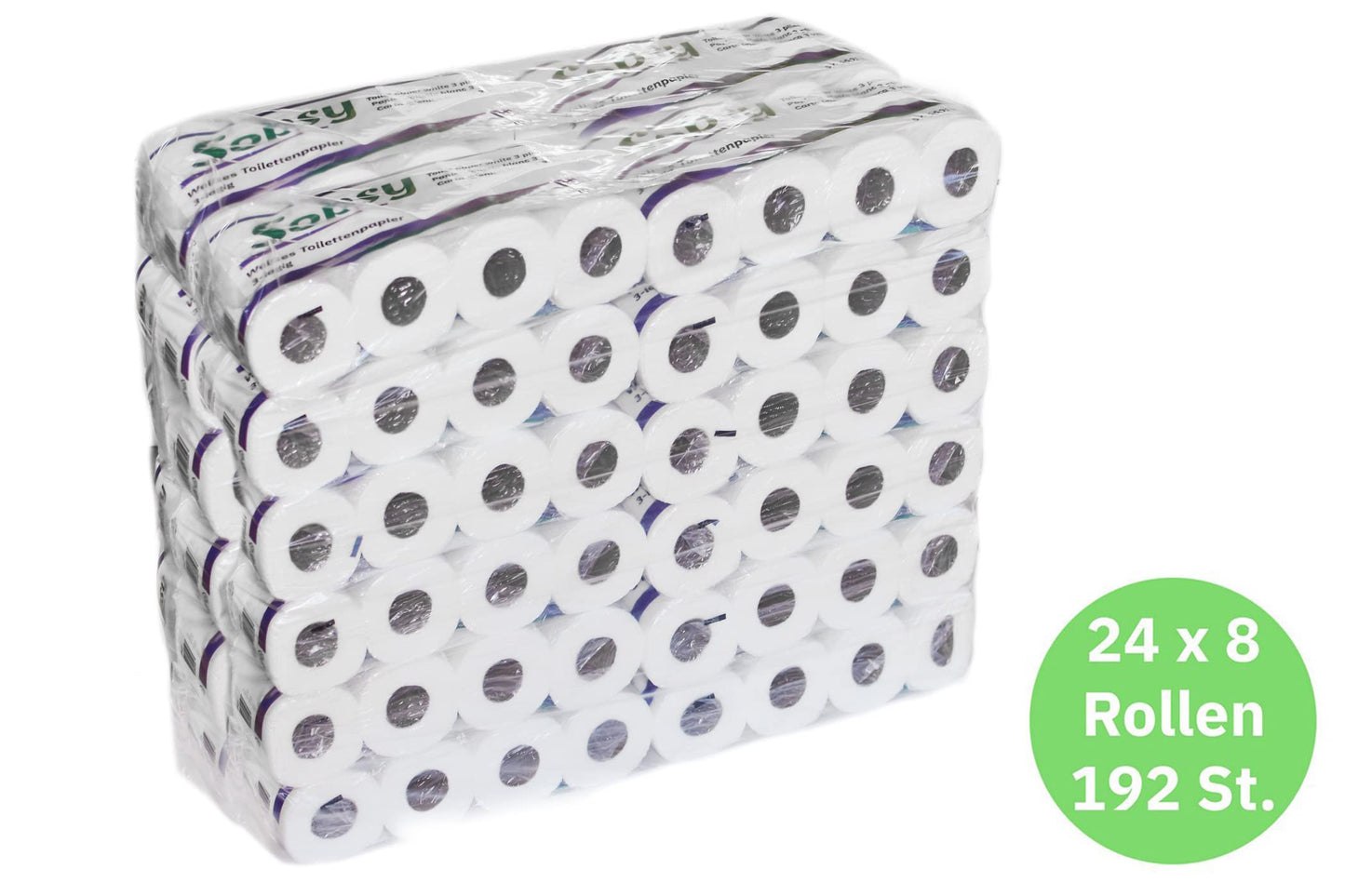Hypafol Toilettenpapier motivgeprägt, 3-lagig | Vorteilspack mit 192 Rollen Klopapier | extra weich und reißfest | Vorratspack, 24 x 8 Rollen | aus hochwertigem super weißem Zellstoff