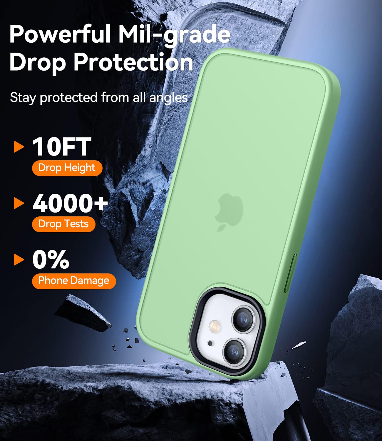 CANSHN Upgrade für iPhone 12/12 Pro Hülle [Militärschutz] Schutzhülle Samtige Touch Matt Anti-Kratzen Handyhülle iPhone 12/12 Pro Case, Matcha