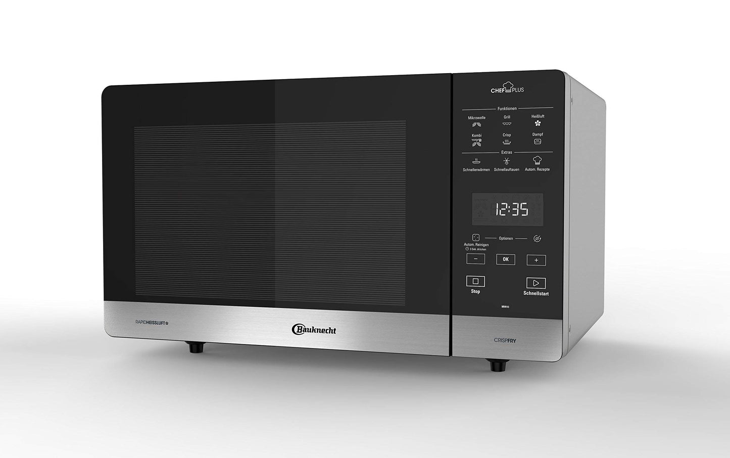 Bauknecht MW 49 SL Freistehender Mikrowellen Backofen/ Mikrowelle 800 Watt/ Quarz-Grill 900 Watt/ Heißluft 1700 Watt/ Dampfgarfunktion inkl. Dampfgarbehälter