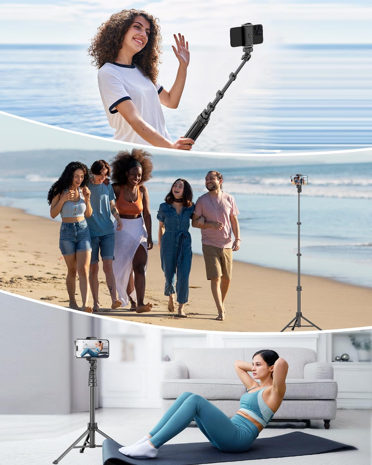 UBeesize 183cm Handy Stativ Ständer, Selfie Handy stativ mit Bluetooth Fernbedienung, Ausziehbar Stativ Ständer für Selfies, Live Streaming Handy Stativ für iPhone, Android-Handys und Kameras