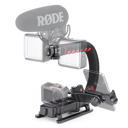 Zeadio Tripel Zubehörschuh Handheld Stabilisator, Video Aktion Handgriff Griff für Canon Nikon Sony Panasonic Pentax Olympus DSLR Kamera Camcorder DV