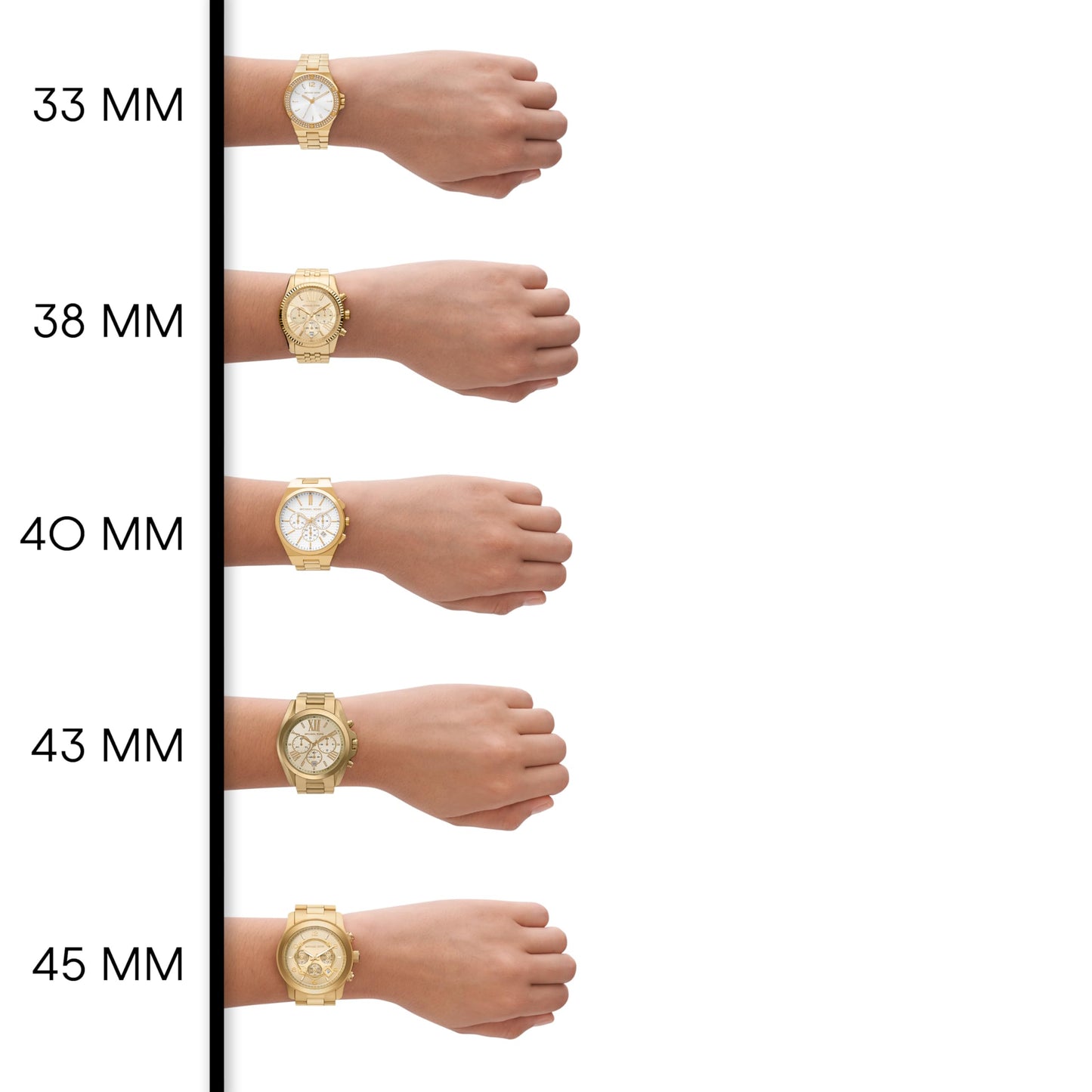 Michael Kors Damen Quartz Armbanduhr, 39.00mm GehäusegröÃŸe mit champagnerfarben analog Zifferblatt und Gold Metallarmband Armband MK3191