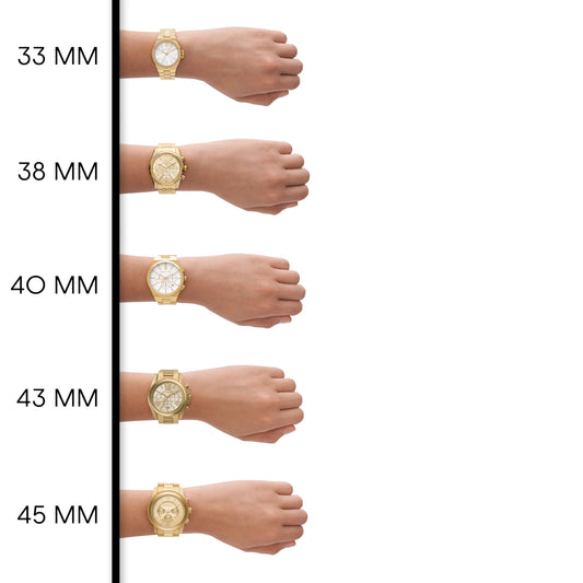 Michael Kors Damen Quartz Armbanduhr, 39.00mm GehäusegröÃŸe mit champagnerfarben analog Zifferblatt und Gold Metallarmband Armband MK3191