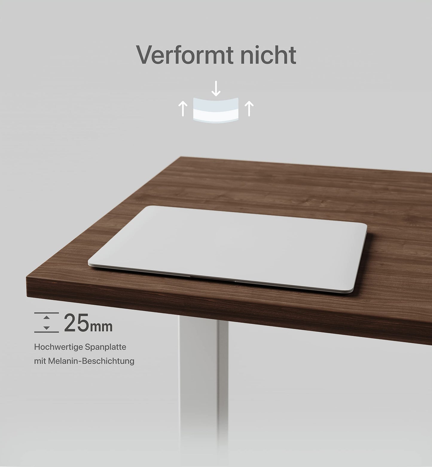 Desktronic Tischplatte 160x80 cm Schreibtischplatte – Perfekt für höhenverstellbare Schreibtische, Esstische und mehr – Made in Europe – 25 mm stabile Tischplatte langlebig (Nussbaum)