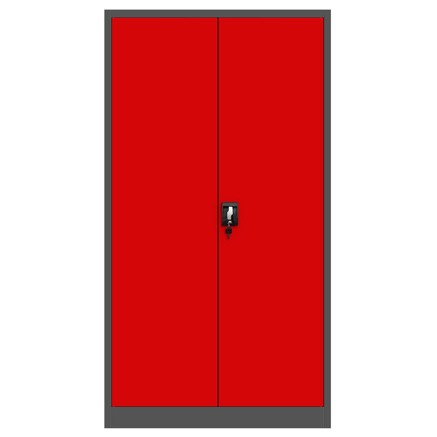 Jan Nowak Metallschrank Jan 185 x 90 x 40 cm - Metall Aktenschrank Abschließbar mit 2 Türen, Mehrzweckschrank mit 5 Ebenen, Büroschrank aus Stahlschrank mit Pulverbeschichtung - Anthrazit-Rot