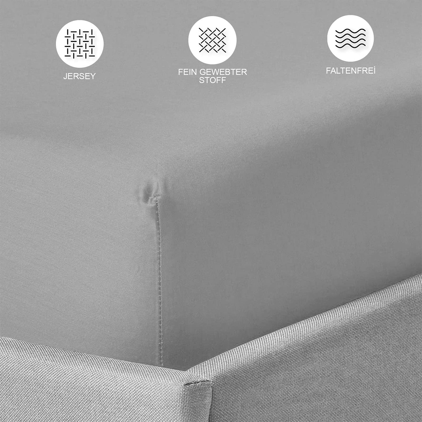 Buymax® Spannbettlaken 140x200cm Baumwolle 100% Spannbetttuch Bettlaken Jersey, Matratzenhöhe bis 25 cm, Farbe Anthrazit-Grau ÖKO TEX Standard