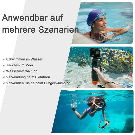 FitStill wasserdichter Einbeinstativ, schwimmender Handgriff + Sicherheits-Handschlaufe mit Stahlkern, Seil für Go Pro Hero 13/12/11/10/9/(2018)/7/6/5, DJI Osmo Action-Kameras,Tauch-Selfie-Sticks