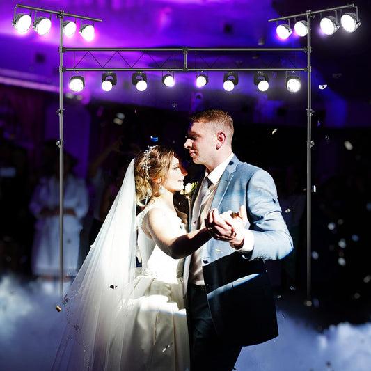 COSTWAY 350cm lang Lampensaktiv, DJ-Lichtstativ 180-360cm höhenverstellbar aus Metall, Beleuchtungsativ mit einziehbaren T-Stangen bis 100kg Belastbar für Konzerte, Theater & Partys