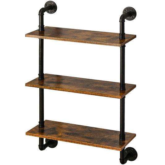 IBUYKE Wandregal, Schweberegal mit 3 Ebenen, 60x21x95cm, Wandboard für Bücher, Vintage Standregal, Leiterregal, Dekorative Regale, für Wohnzimmer, Küche, Schlafzimmer, Badezimmer RF-TM003