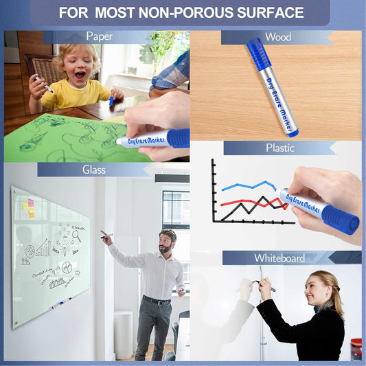 maxtek Whiteboard Marker 12 Whiteboard Stifte Rundspitze ca.2-3mm Linienbreite, Set mit 3 Farben hohe Qualität Geruchsarme Tinte, Zubehör für Schule, Büro, Zuhause