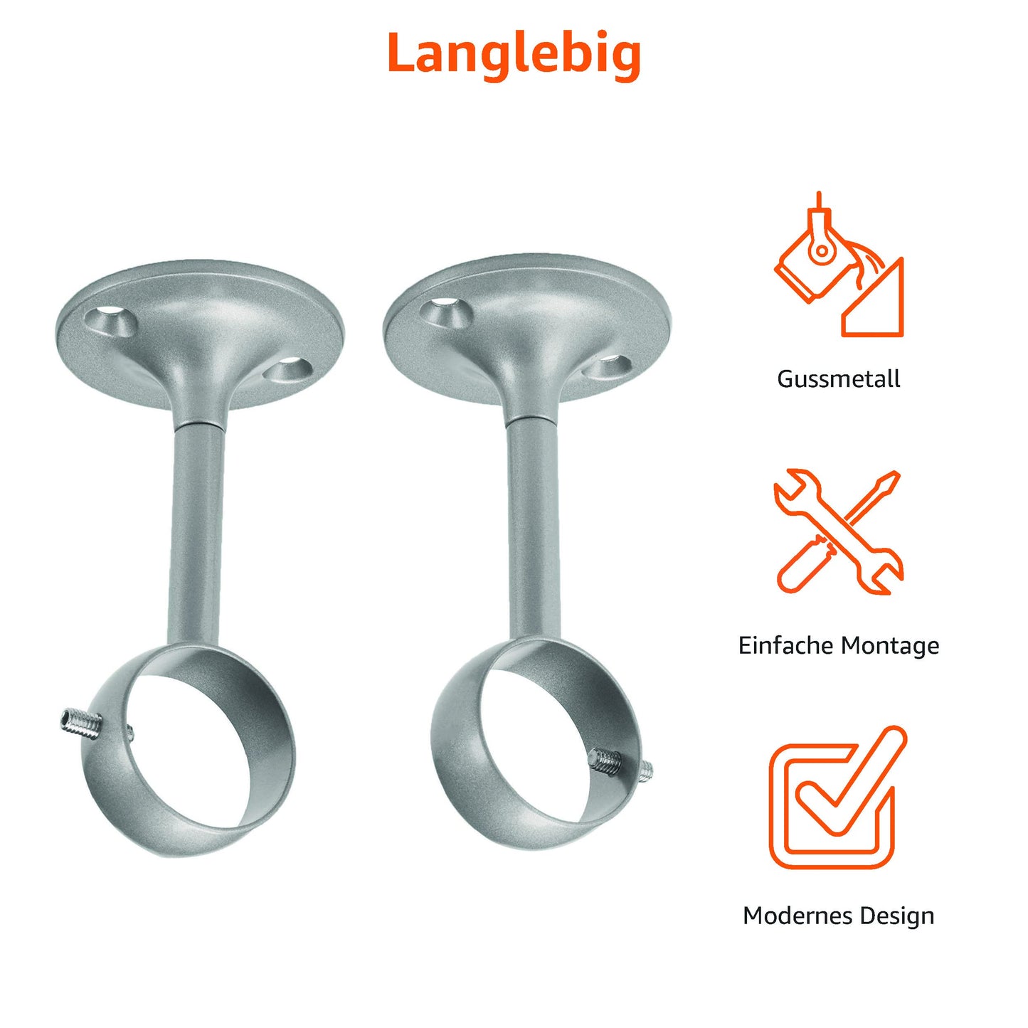 Amazon Basics Verstellbare Deckenhalterung Set, 1er-Pack, Nickel