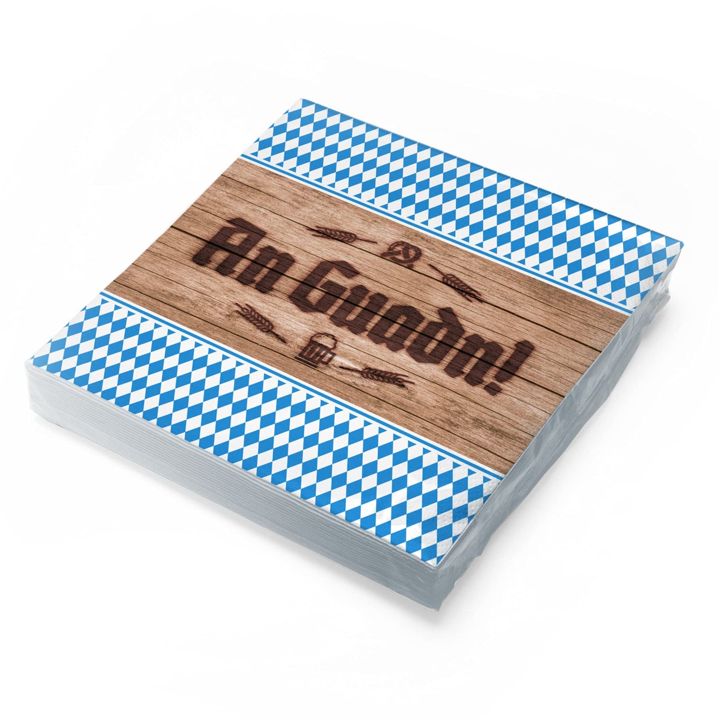 itenga Servietten bayrisch blau weiß Schee dass'd do bist/An Guadn 30 x 30cm 3-lagig 20 Stück für Oktoberfest Grillfeste und andere Feiern