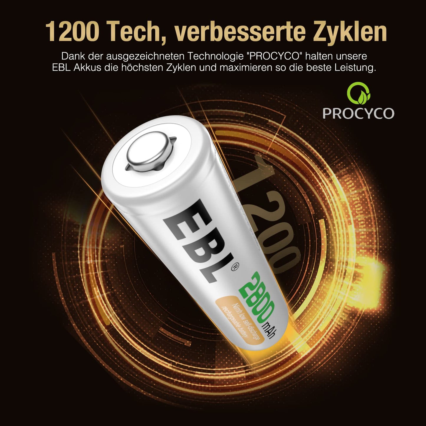EBL Akku AA - wiederaufladbare AA Batterien 8 Stück mit hoher Kapazität 2800mAh,1,2V Mignon AA Batterien