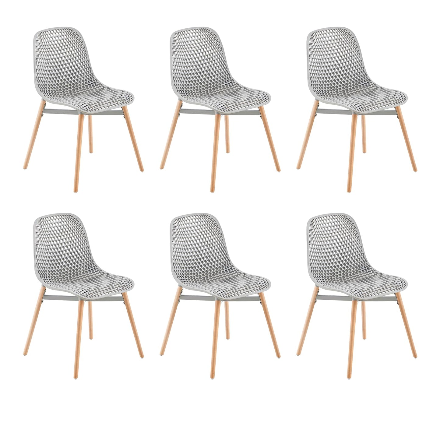 Rensinnoal Kunststoffstühle,Esszimmerstühle Plastik mit Beinen aus Massivem Buchenholz,Entsprechend der Ergonomie,Rezeptionsstühle Eignen Sich für Küchen, Restaurants und Cafés (6, Grau)