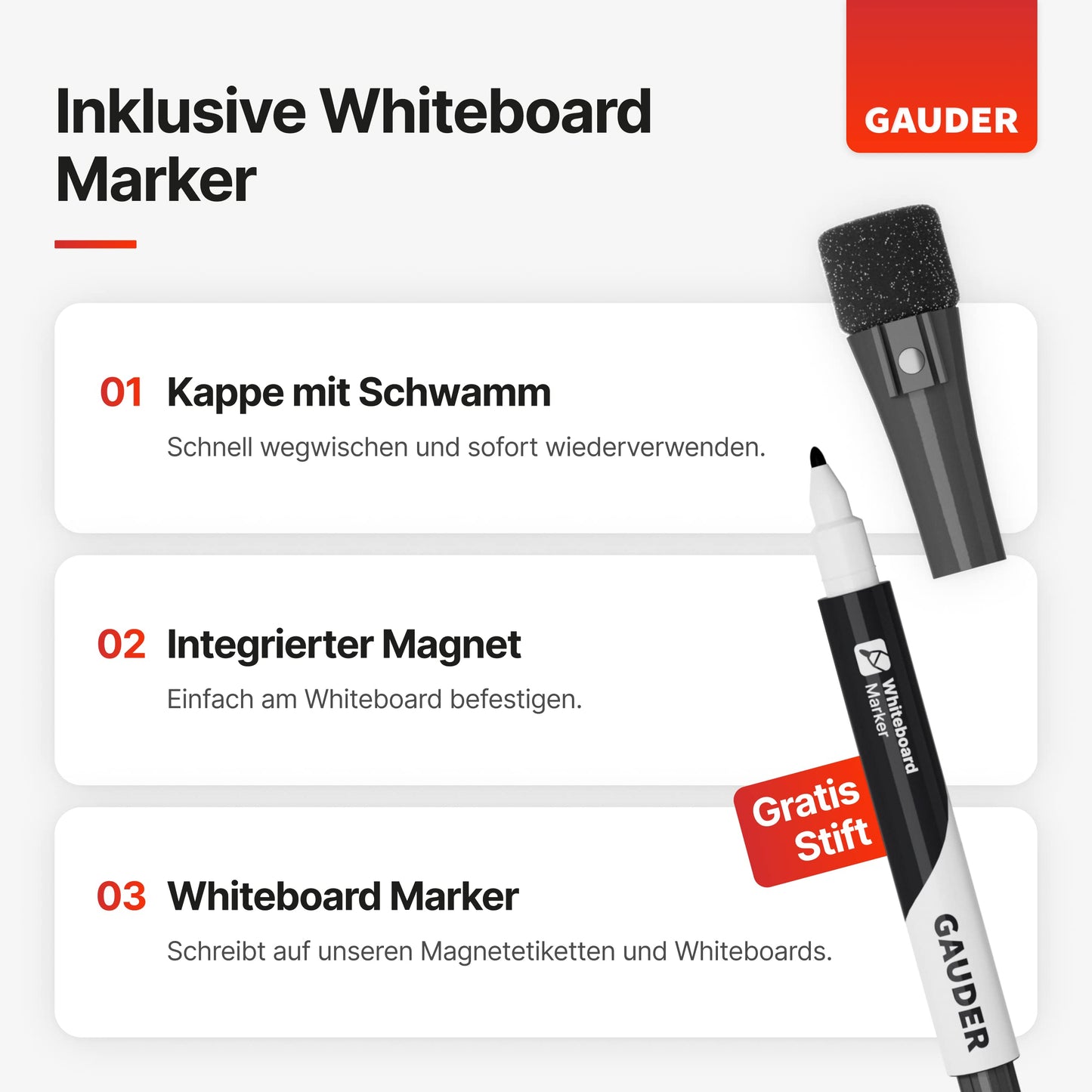 GAUDER 5x Magnetstreifen beschreibbar | Magnetstreifen zum Beschriften | Beschreibbare Magnetstreifen bunt (25 mm x 1 m)