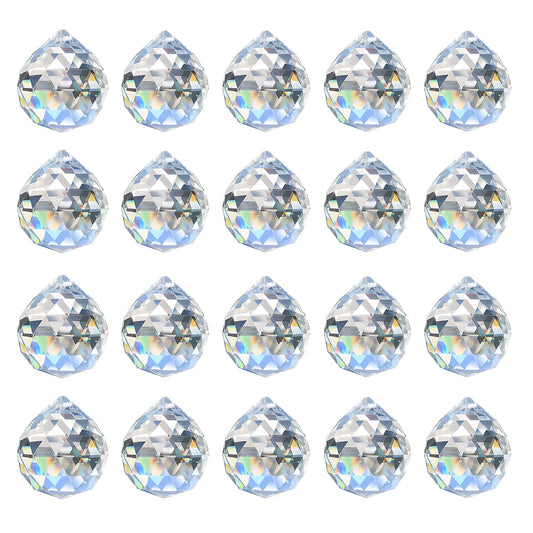 Kristall Sonnenfänger, MerryNine 30 mm 20 Stück Kristallprismen-Kugel, Kristalle Deko Anhänger für Fotografie, Gartenfensterdekoration