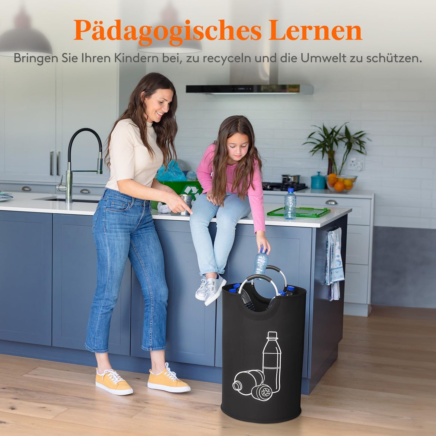 Lifewit 85L Pfandflaschen Sammelbehälter, Groß Pfandflaschen Aufbewahrung, Behälter Leergut & Altglas Aufbewahrung mit Softgrip-Griffen aus Aluminium, Flaschensammler Küche Abstellraum，Schwarz