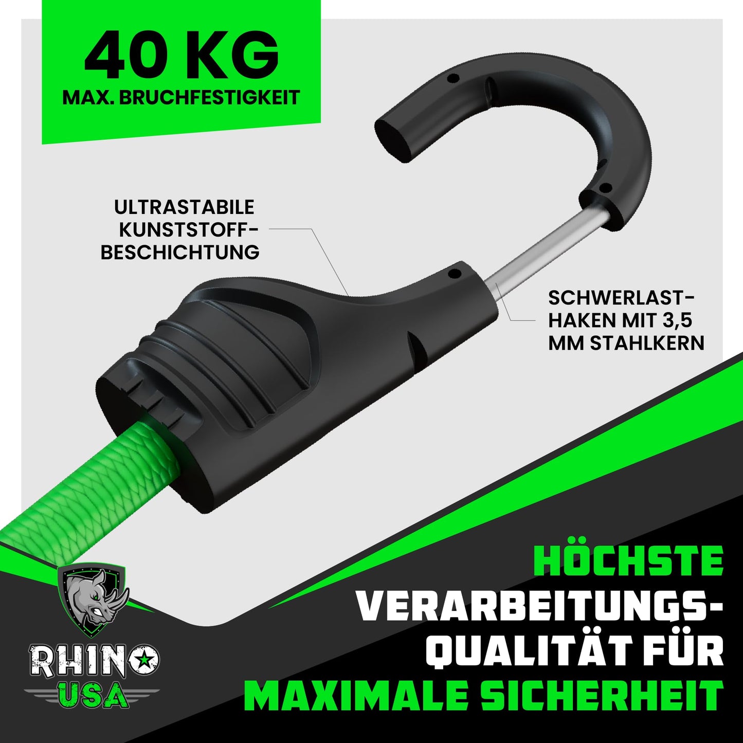 RHINO USA Bungee-Seile mit Haken – Robustes 28-teiliges Sortiment für den Außenbereich mit 4 kostenlosen Planen-Clips, Kordelzug-Organizer-Tasche, Baldachin-Krawatten und Ball-Bungees