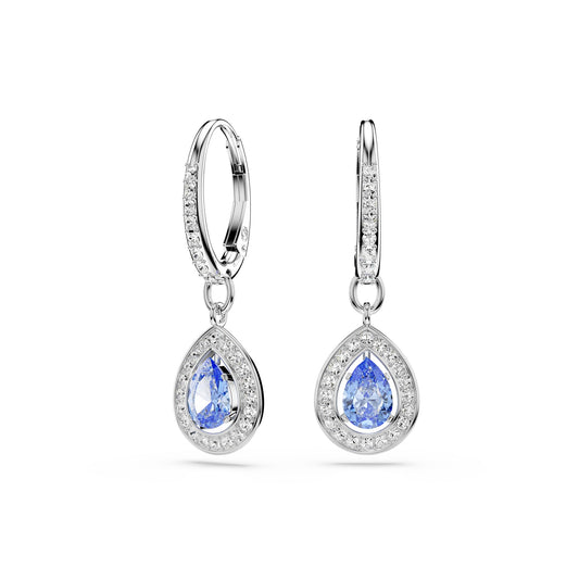 Swarovski Una Drop-Ohrhänger, Tropfenschliff, Blau, Rhodiniert