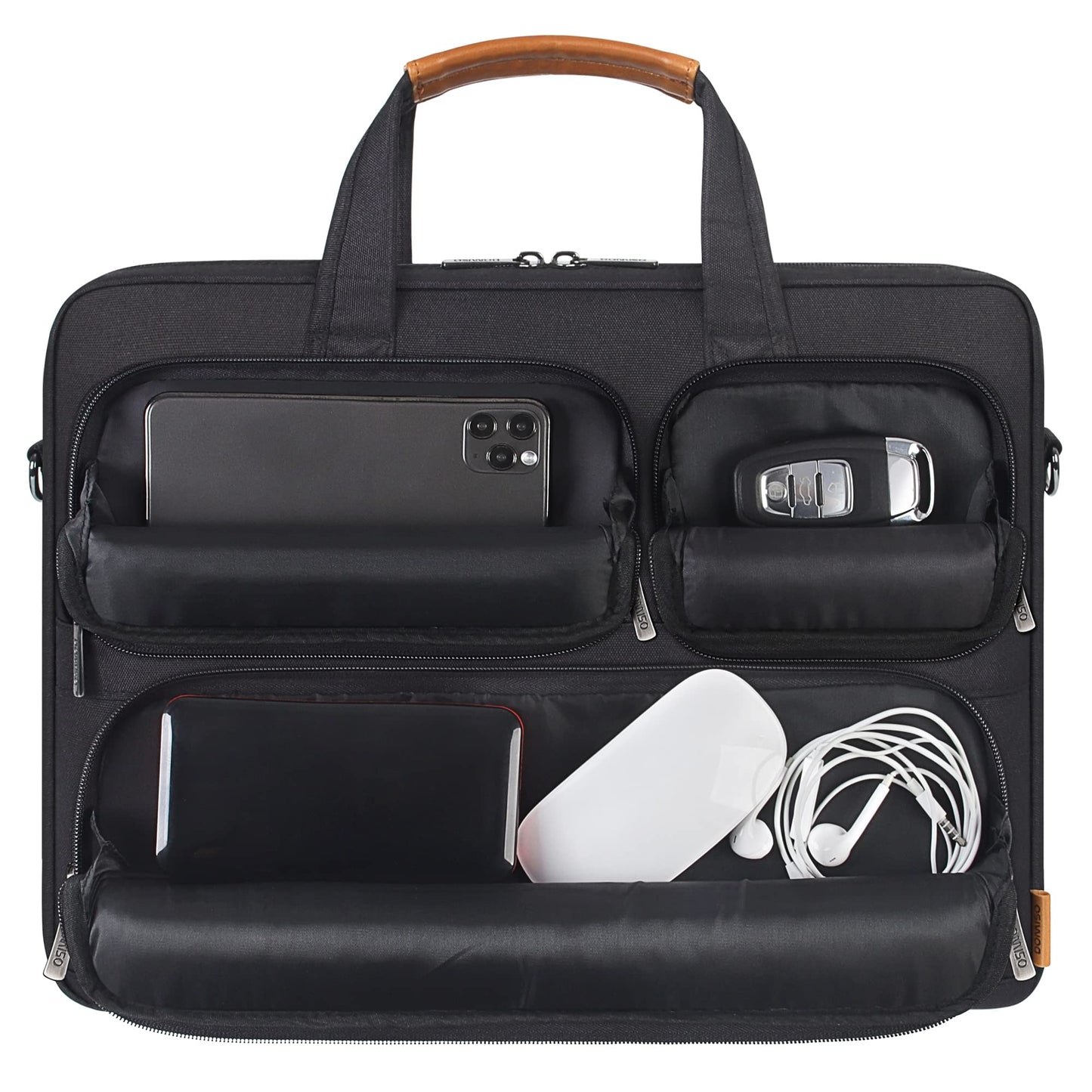 DOMISO 17-17.3 Zoll Laptoptasche Wasserdichte Notebookhülle Business Aktentasche Tragbare Computer Tragetasche mit Schulterriemen für HP ProBook/Lenovo IdeaPad/Acer/Dell/MSI GE76 Raider,Schwarz