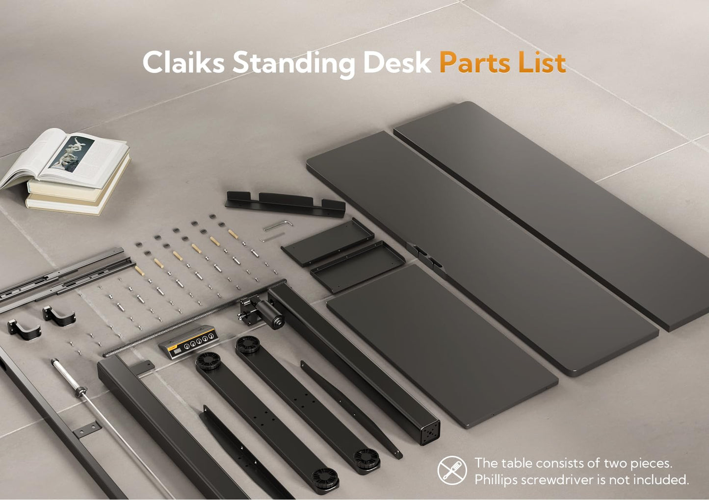 Claiks Schreibtisch Höhenverstellbar Elektrisch mit Tastaturablage, 120 x 60 cm Elektrischer Schreibtisch,Höhenverstellbarer Computertisch mit Memoryfunktion,Standing Desk,Schwarz