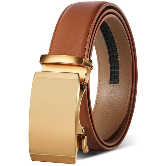 ITIEZY Gürtel Herren, Automatik Ledergürtel für Herren Business Anzug, Gürtel Ratsche 35mm ohne Löcher, Größe Angepasst