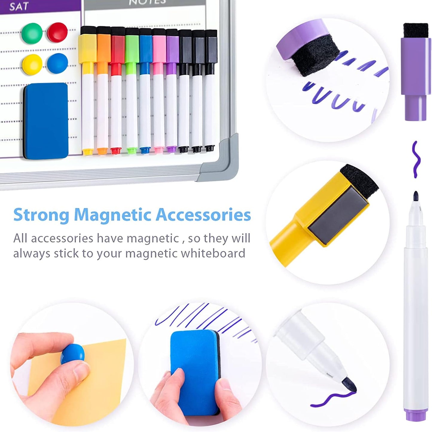ARCOBIS Whiteboard Wochenplaner Magnetisch, Klein 40x30cm Magnettafel Whiteboard Kalender, Wand HäNgende Doppelseitige Tafel füR Planung, To Do Liste, Zeichnen, Schule, Zuhause, BüRo