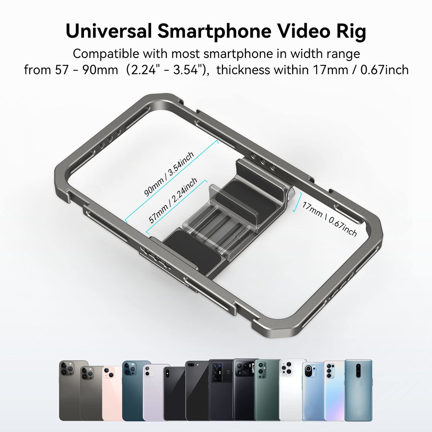 SMALLRIG Smartphone Video Rig, Fotografie Filmerstellung mit 2 Cold Shoe Mounts Handy Video Stabilisator für Video Projektor videomaker für iPhone 16 Pro Max 16/15/14/13 Serie für Samsung -2791B