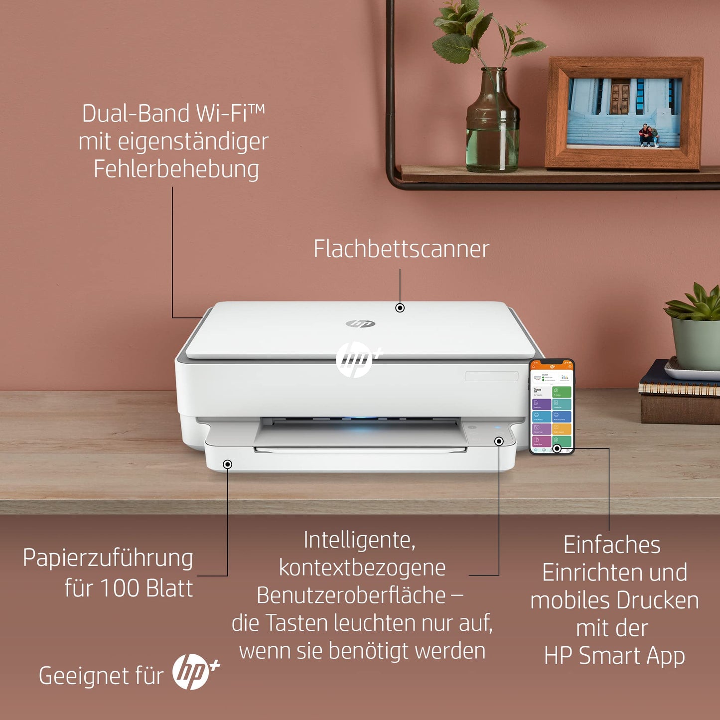 HP ENVY 6020e Multifunktionsdrucker, 6 Monate gratis drucken mit HP Instant Ink inklusive, HP+, Drucker, Scanner, Kopierer, WLAN, Airprint