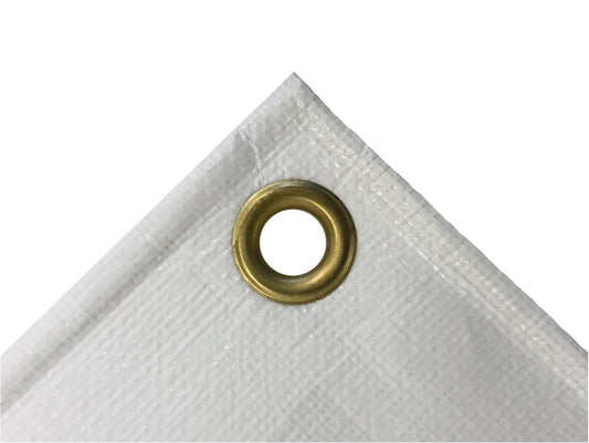 3,41 x 1,76 m, Bauzaunplane/Sichtschutzplane, geöst Farbe: Weiss