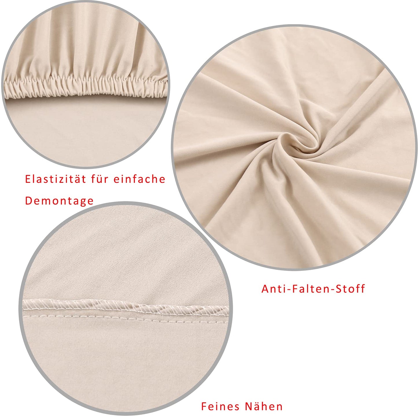 MOLVCE Hussen für Stühle 4er Set Stretch Stuhlhussen Universal Stuhlhusse aus Polyester Stuhlbezug für Esszimmer, Hotel, Bankett, Partys Deko, Hochzeit, Beige