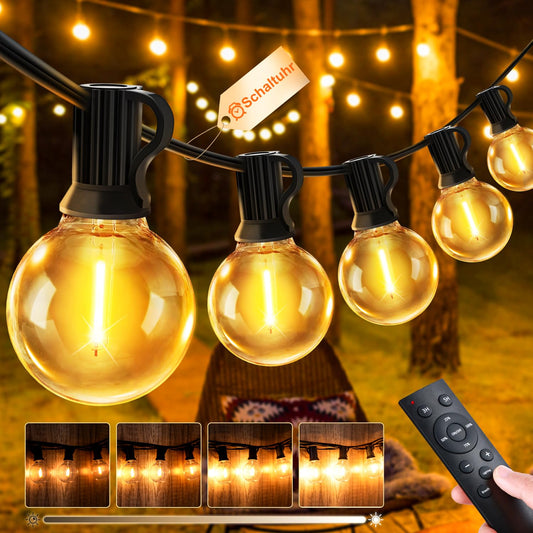 JEYMORKEY Lichterkette LED Außen Strom Outdoor - 30M 100FT G40 Glühbirnen Garten Beleuchtung Balkon Lichterketten Aussen IP44 Wetterfest Pavillon String Lights mit Fernbedienung für Terrasse Party