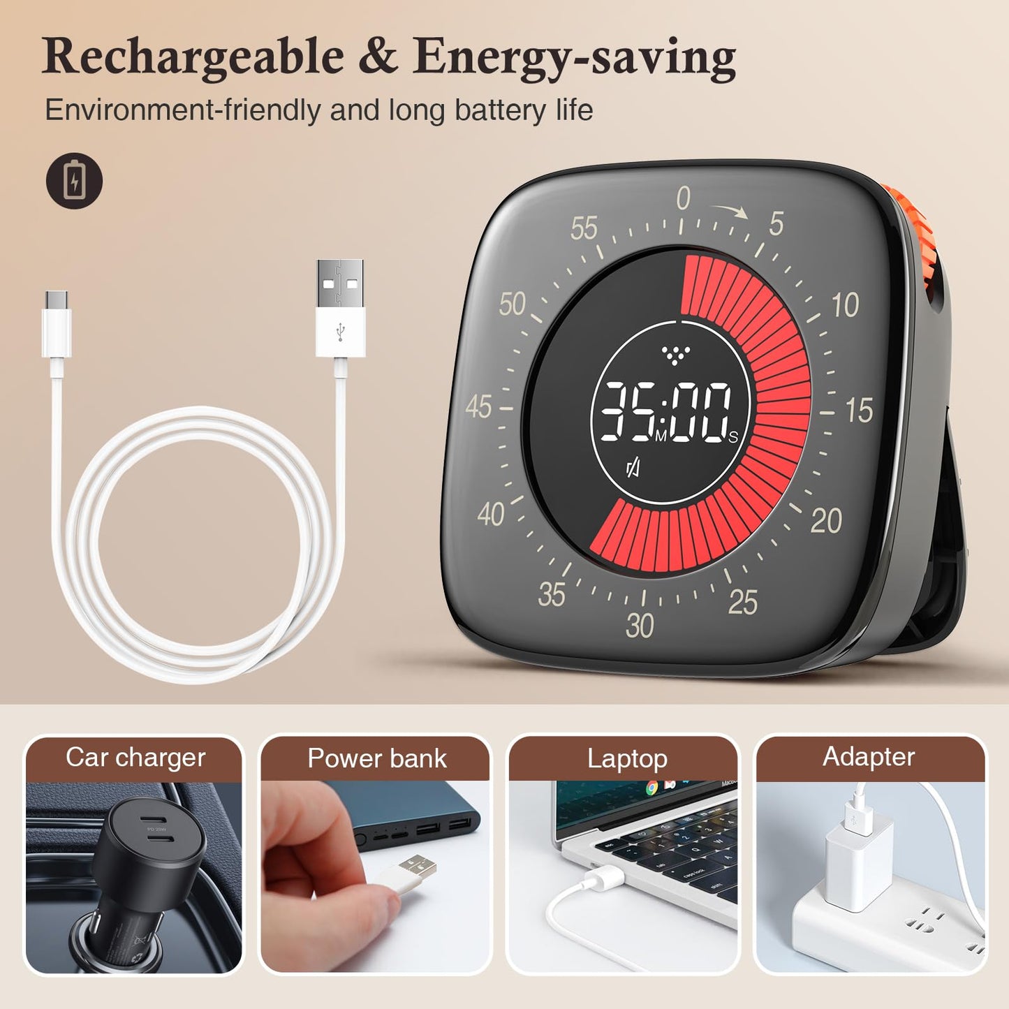 4 Timer Dealswin Visueller Timer Wiederaufladbare, Timer Digital Time Kurzzeit ...