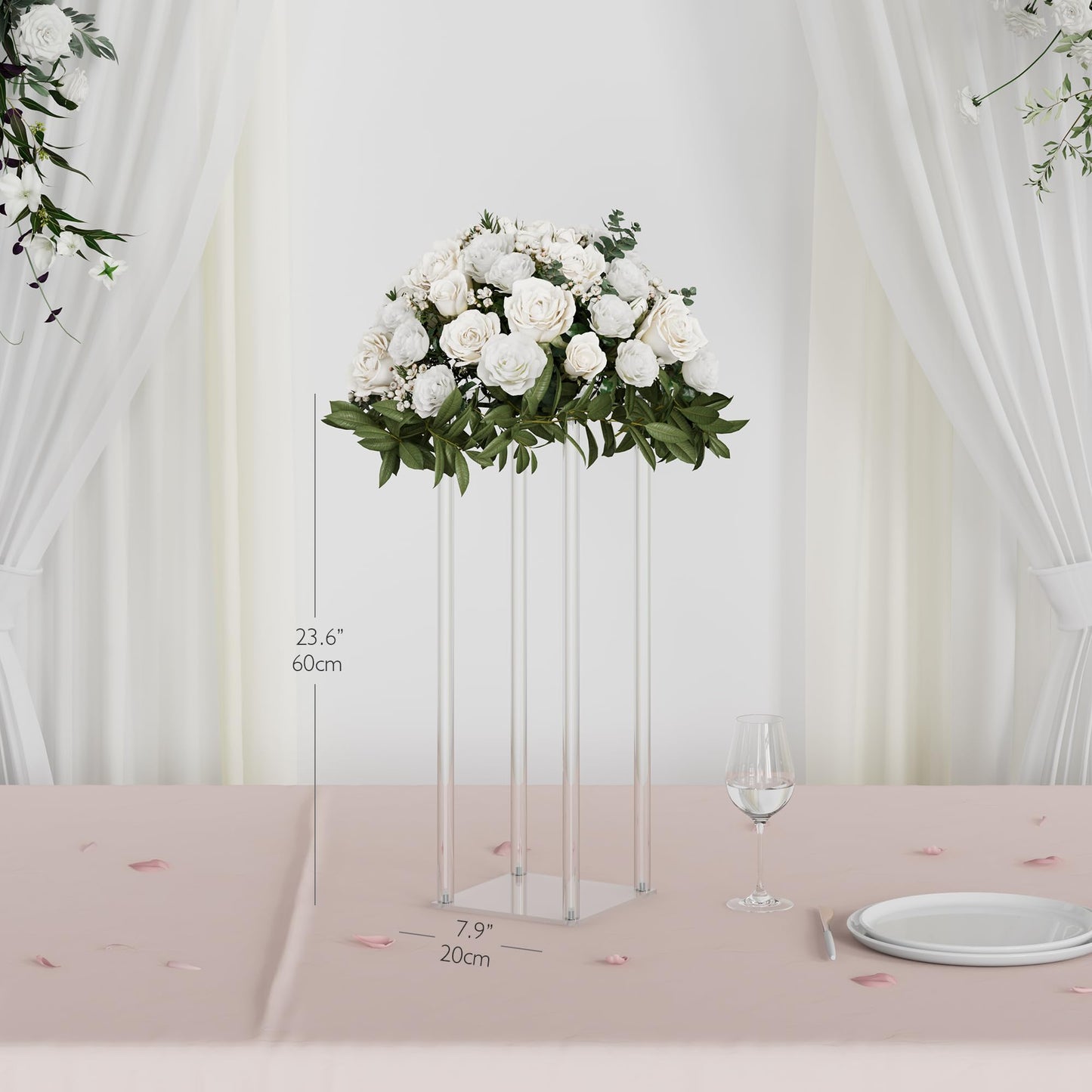 TEKXYZ Acryl Tafelaufsatz Stand, 2 Pcs 60 CM hoch Blumenständer, Säule Hochzeit Mittelstücke, Blumen Stand für Hochzeit Event Party Requisiten, Home Decor, Tabelle