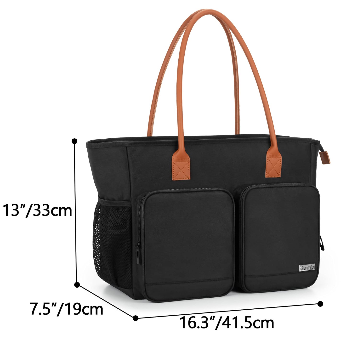 CURMIO Lehrertasche, Tragbare Aktentaschen mit Gepolsterte Laptop Fach, Lehrer-Arbeitstasche für Frauen, Ideal für Lehrer, Pädagogen, Schwarz (LEERE TASCHE)