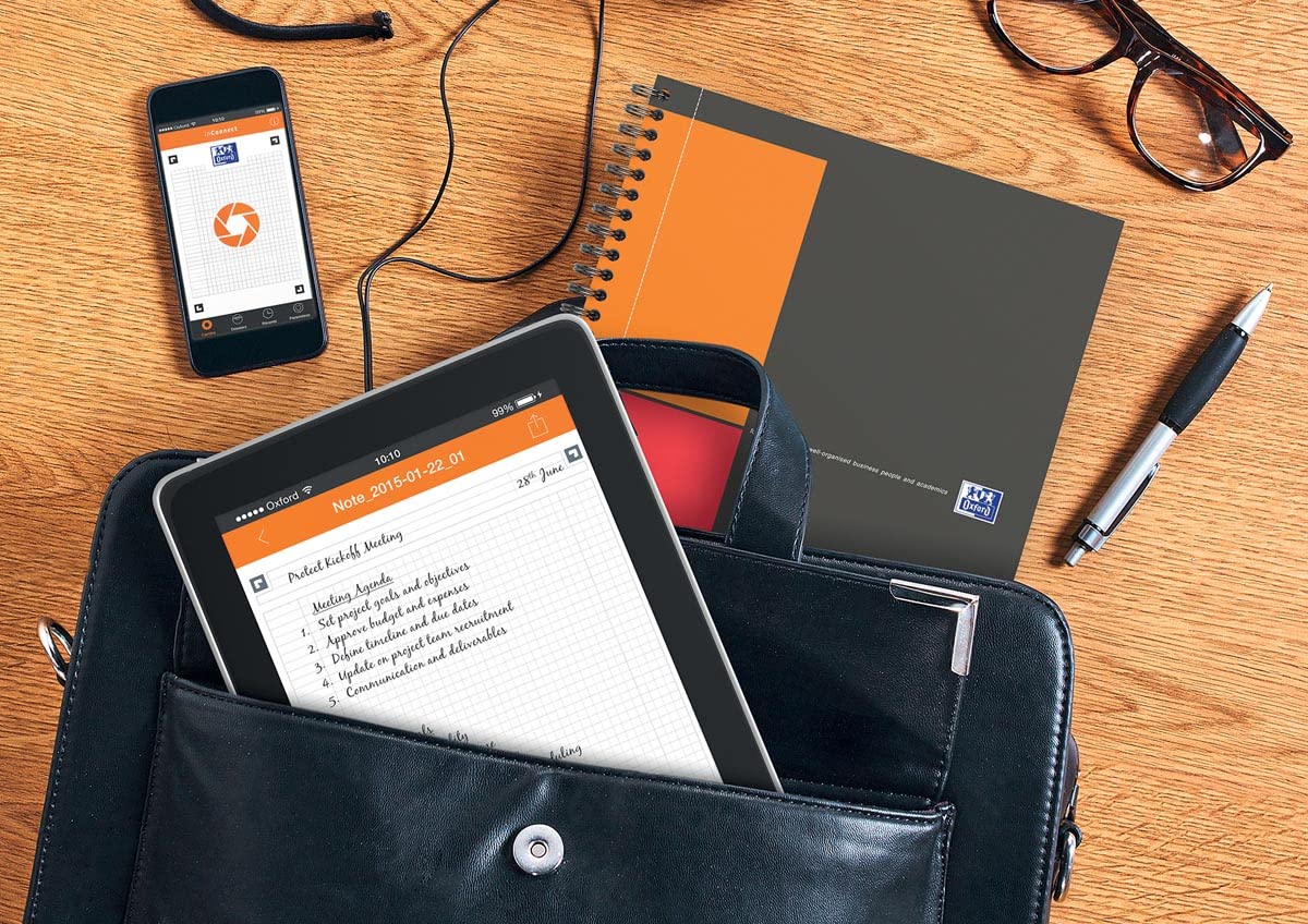 Oxford Meetingbook International B5, liniert, 160 Seiten, mit Gummizugmappe und 3 Einschlagklappen, 5 Stück