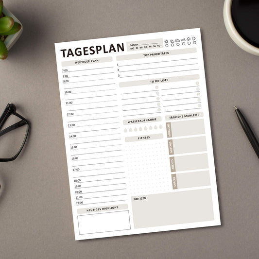 BIROYAL A4 Tagesplaner Block ohne festes Datum, 50 Seiten To Do Liste Block, Daily Planner, Home Office Gadgets, Büro Organisation, Tagesplaner Routine mit Übersicht&Habit-Tracker