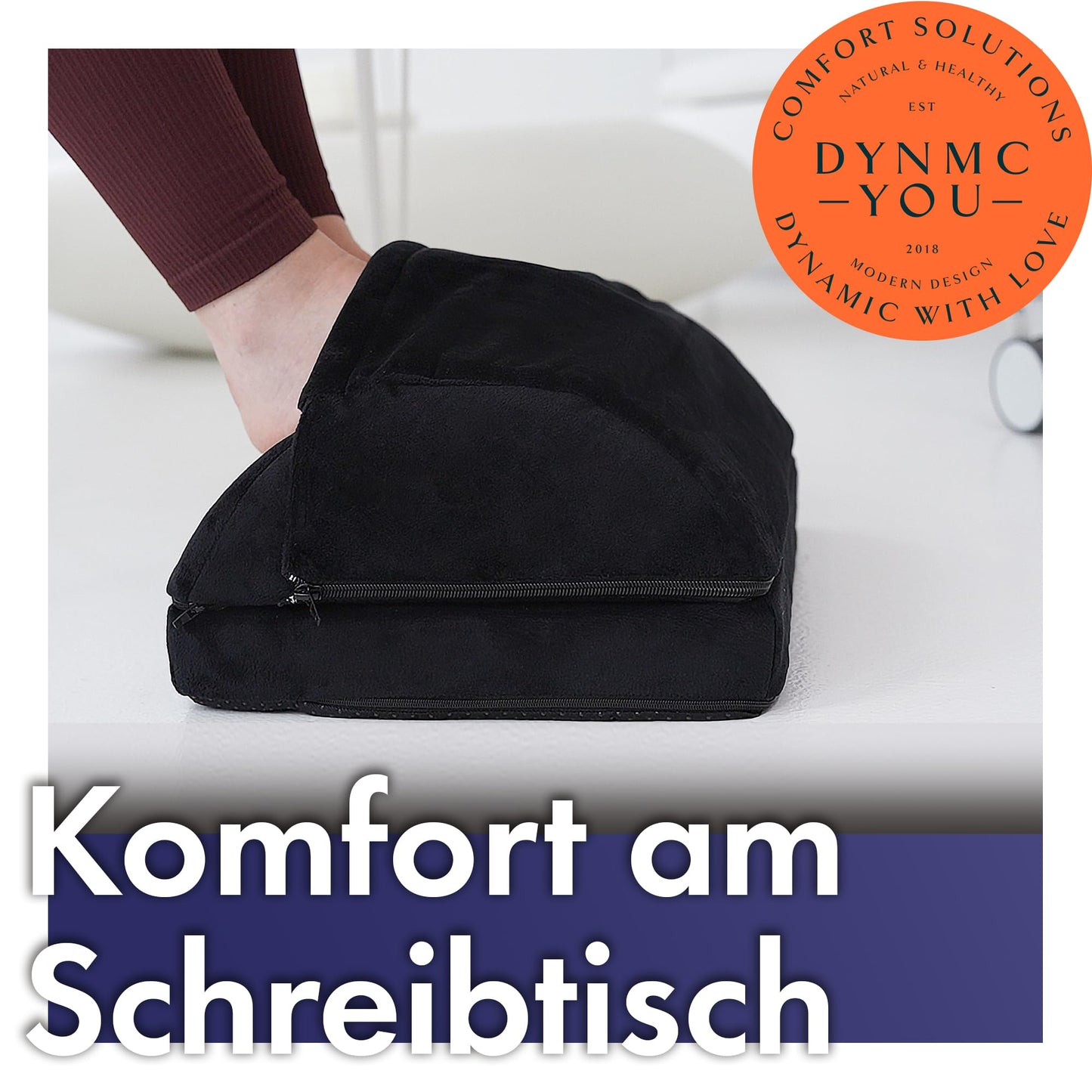 Fußstütze Schreibtisch - [TEST SEHR GUT] - Fußablage Schreibtisch Ultimativer Komfort, Bessere Haltung im Home-Office mit Physiotherapeuten Entwickelt - Fußhocker Schreibtisch OEKO TEX Zertifiziert