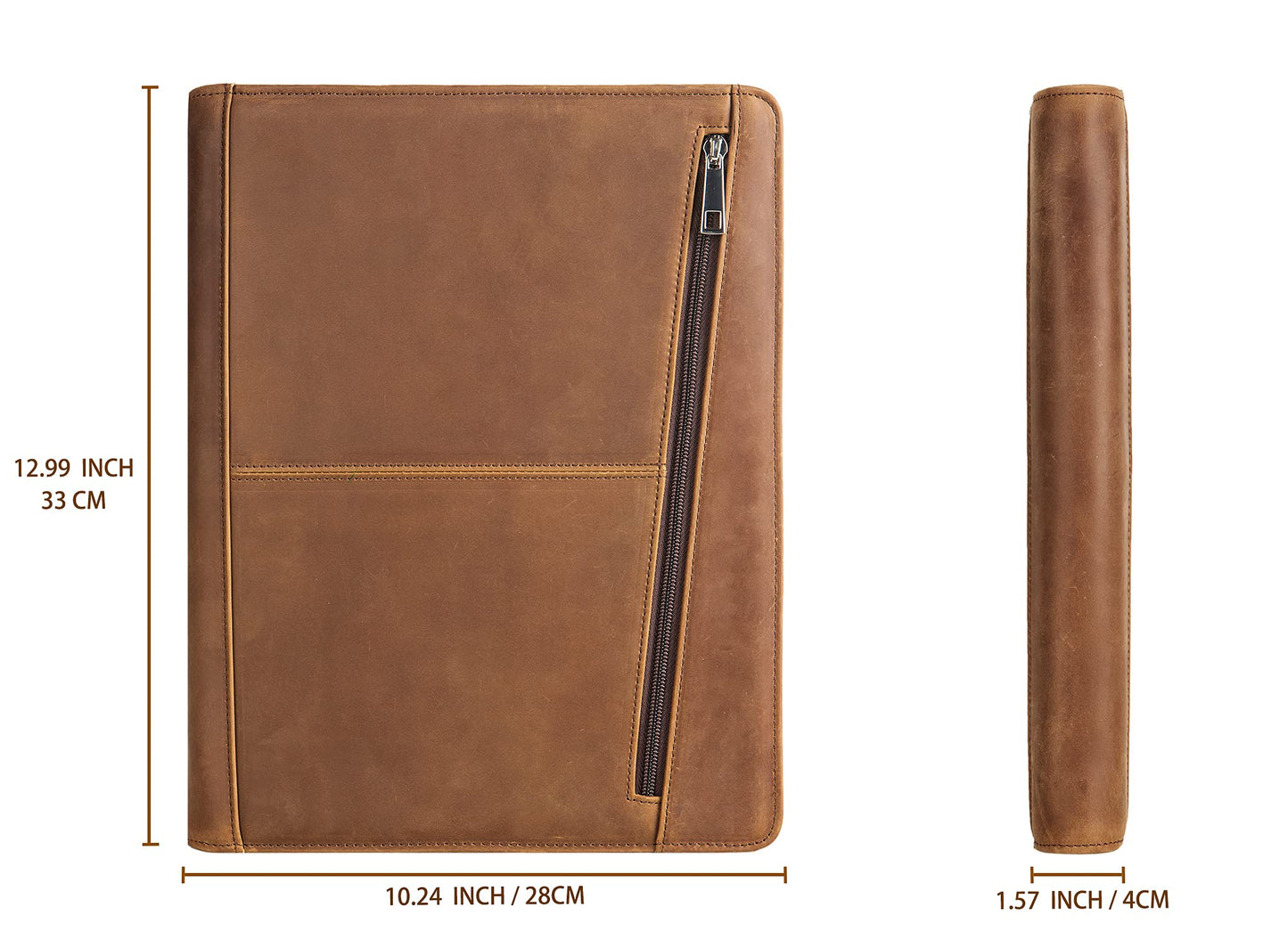 Konferenzmappe A4, Schreibmappe Leder, Ledermappe Dokumentenmappe mit a4 Klemmbrett/Reißverschluss, Businessmapp Tablet Mappe Organizer für iPad 9.7/iPad Pro 9.7/iPad Air 2/iPad Air
