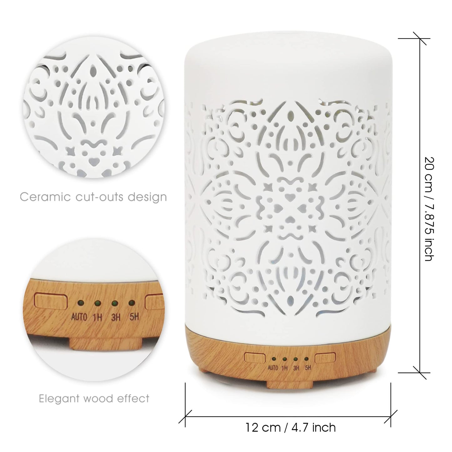Earnest Living Smart WiFi Diffusor für ätherische Öle Keramik diffusor 250 ml mit Alexa Google Home App Telefonsteuerung LED und automatischer Abschaltung Büro-Luftbefeuchter Aromatherapie Weiß