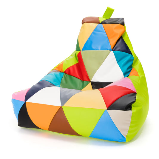 Ecopuf - Keiko Patchwork Pouf Sessel Outdoor - Sitzsack Styroporkugeln - Wasserfester Stoffsack - Entspannungssessel - Wohnungseinrichtung - Sessel Größe M - 100x80x85cm, Apfelgrün E16