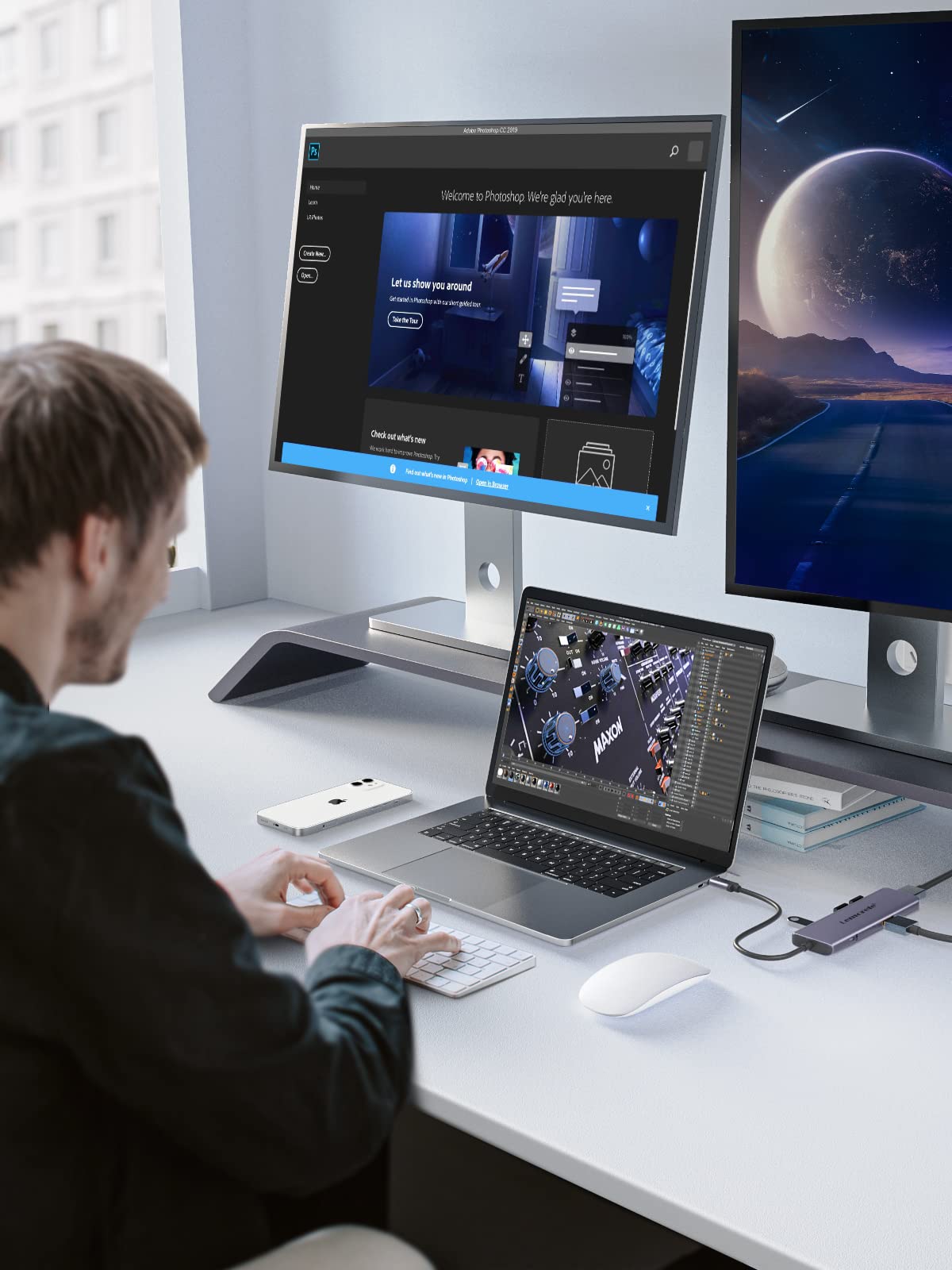 Docking Station USB C Hub, Aluminium Dockingstation Laptop 2 Monitore, Dual HDMI, 4 USB A 3.0&USB 2.0, 100W PD USB C Adapter für PC/Laptop/MacBook/Lenovo/HP/Surface