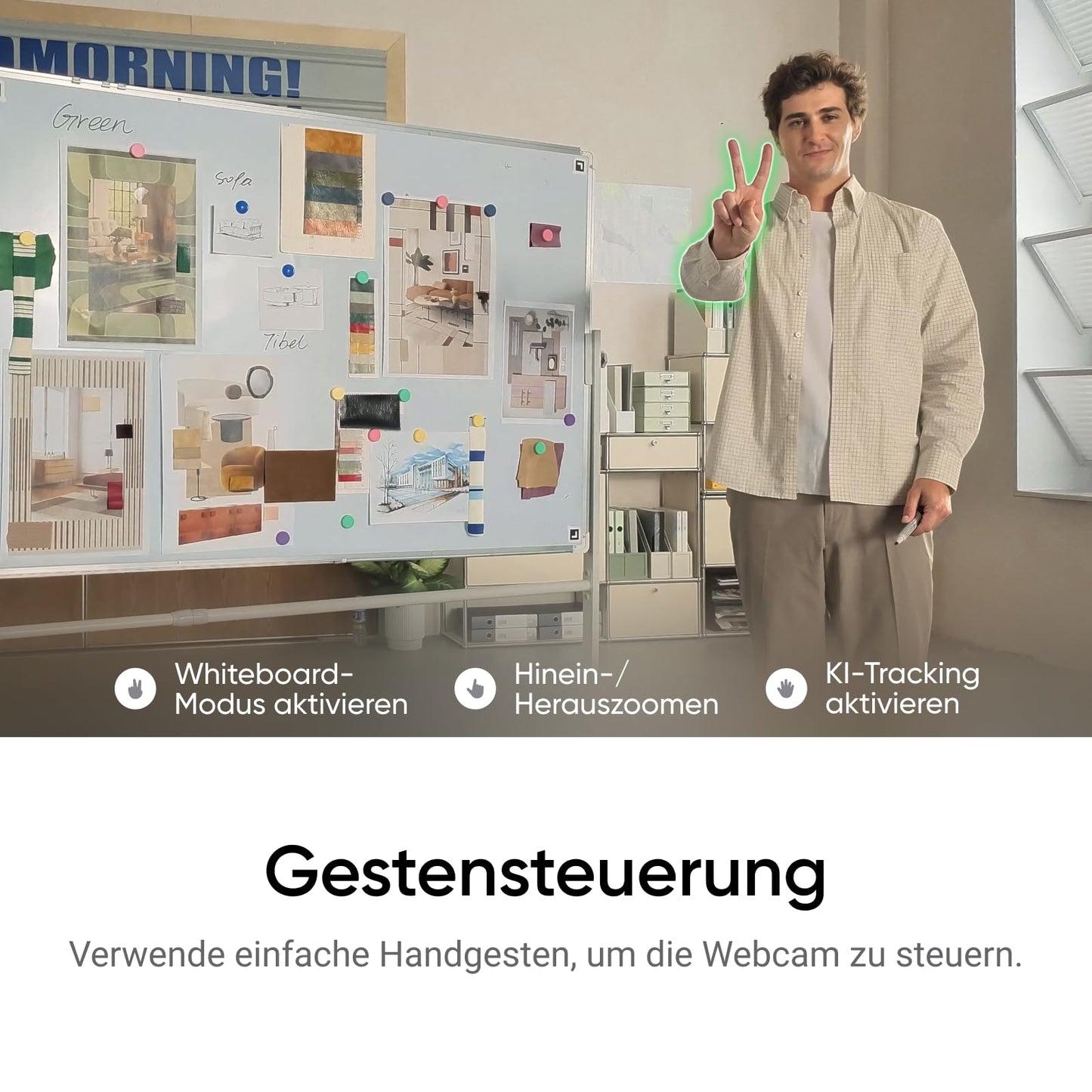 Insta360 Link 2 Standard Bundle - 4K Webcam für PC/Mac, 1/2" Sensor, KI-Tracking, HDR, Mikrofon mit KI-Geräuschunterdrückung, Gestenkontrolle für Streaming, Videoanrufe, Gaming, kompatibel mit Zoom