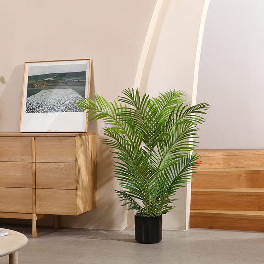 Kazeila Kunstpflanzen Groß 120cm Künstliche Palme Pflanzen Fake Pflanzen Plastik Kunstpalme Pflanze Deko für Home Wohnzimmer Schlafzimmer(2PACK)