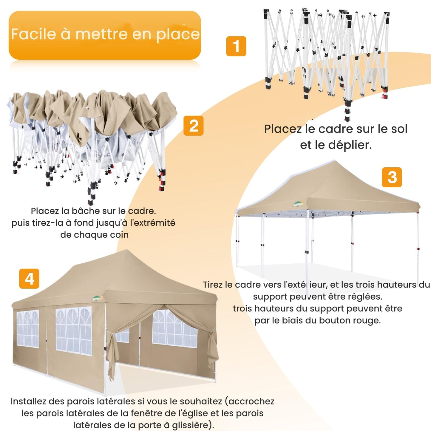 COBIZI Pavillon 3x6,Faltpavillon 3x6 Wasserdicht Stabil, Partyzelt mit 6 Seitenwänden, Upgrade-Hochdach und Tragetasche, Outdoor Pop Up Gartenpavillon für Fest, Hochzeit, Picknick, Markt, UV 50+