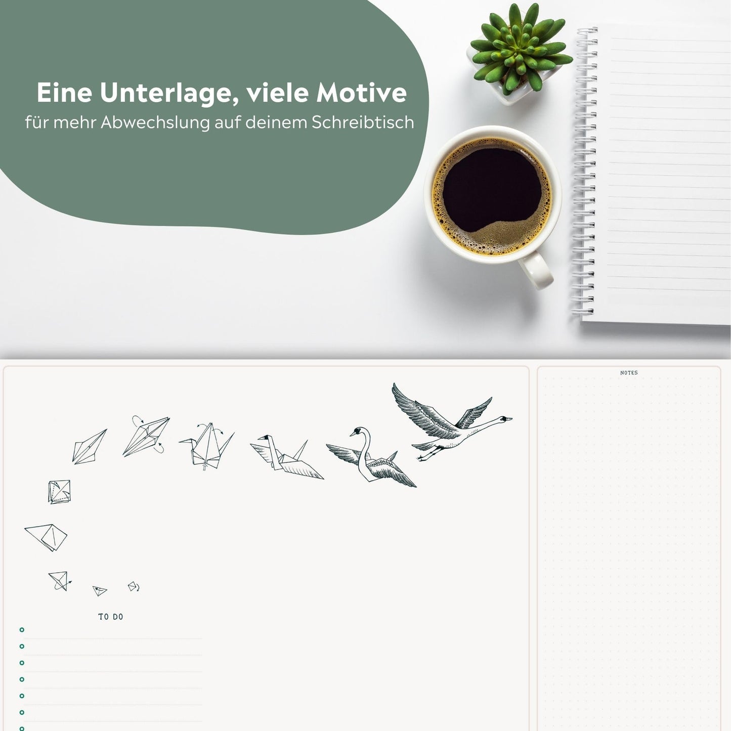 Ligarti Schreibtischunterlage Papier (100% nachhaltig) A3+ Wochenplaner Block mit To Do Liste und wechselnden Motiven - Weekly Planner undatiert, Schreibtisch Unterlage (AllStars)