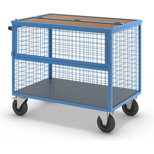 eurokraft | pro | Kastenwagen | Wände aus Stahlgitter | mit Deckel | LxB 1250 x 800 mm